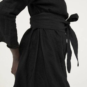 Elizabeth Suzann Asawa black linen tie belt (OSP2)